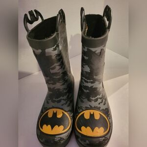 Western Chief Batman Rain Boots Faux Fur Lining Toddler Boys Blk Grey Size 13/1